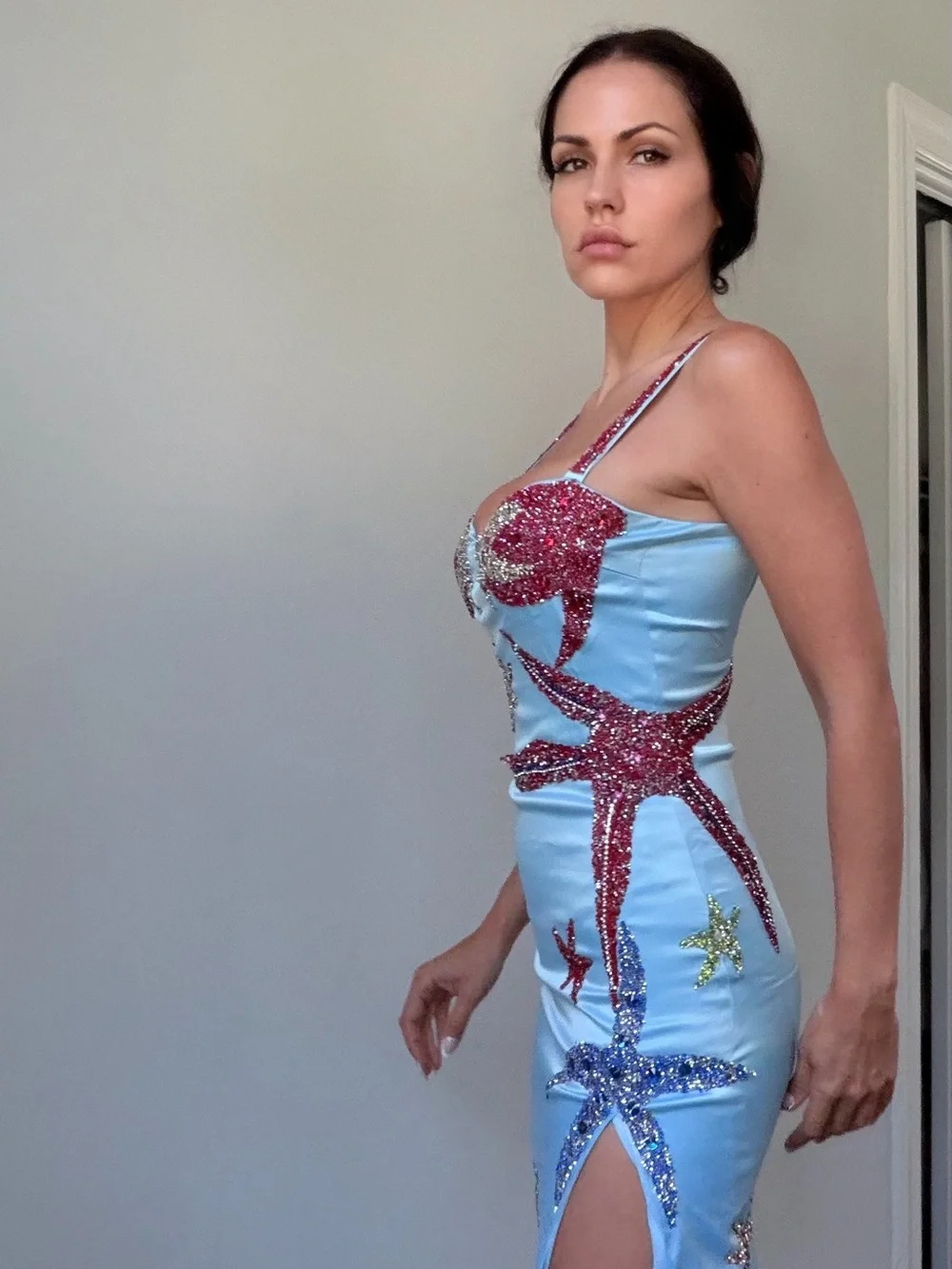 Embodied Starfish Light Blue Satin maxi Dress - Picture 2 of 3